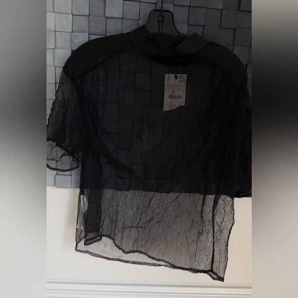 Zara Elegant Black Sheer Blouse - Picture 4 of 9